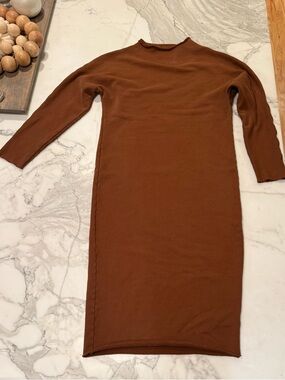Frank & Eileen Rust Brown Long Sleeve Sweatshirt Dress